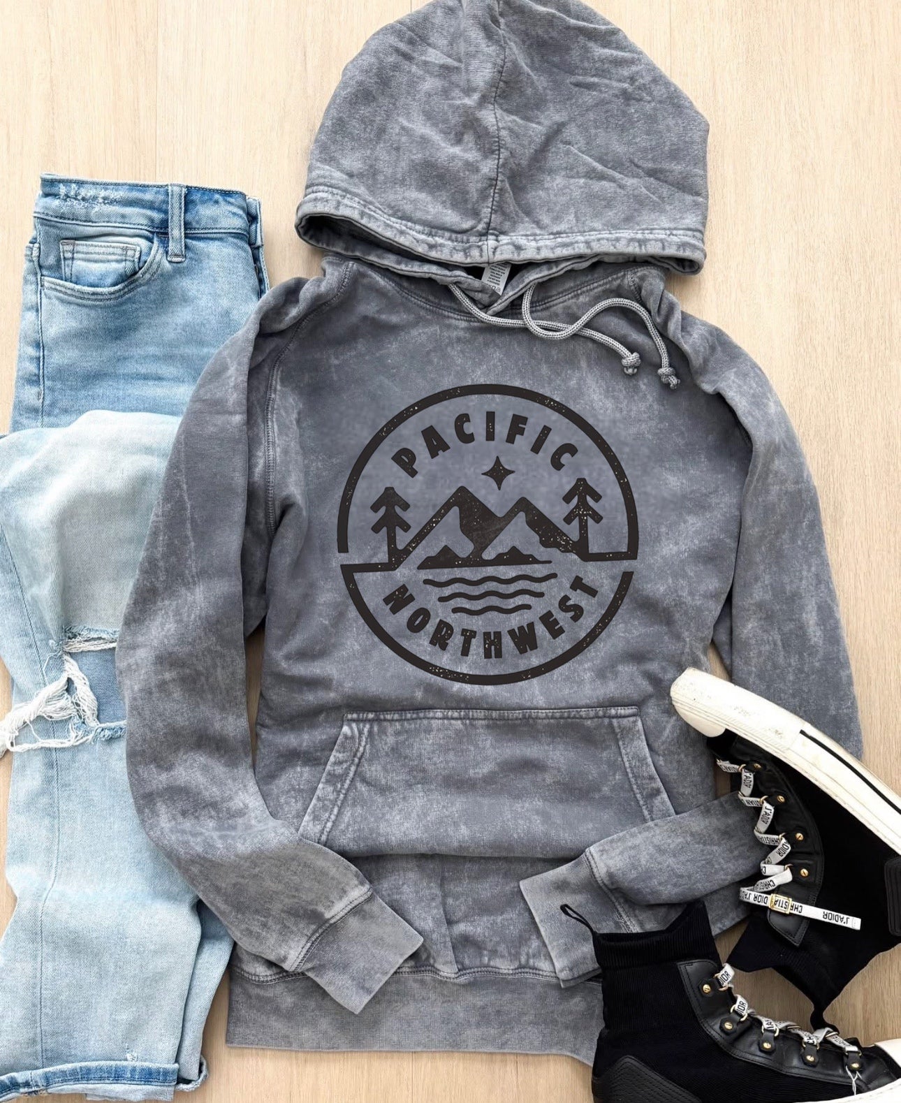 Vintage PNW Raglan Hooded Sweatshirt