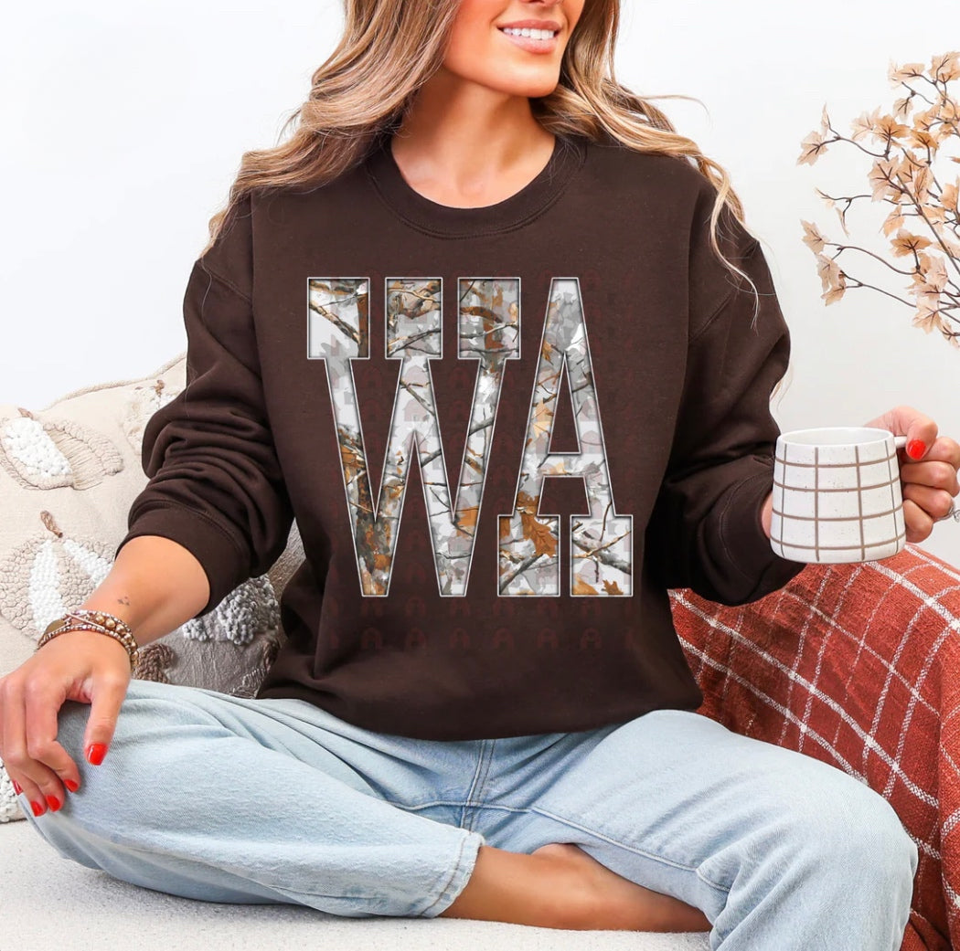 WA Gray Camo States Graphic Shirt