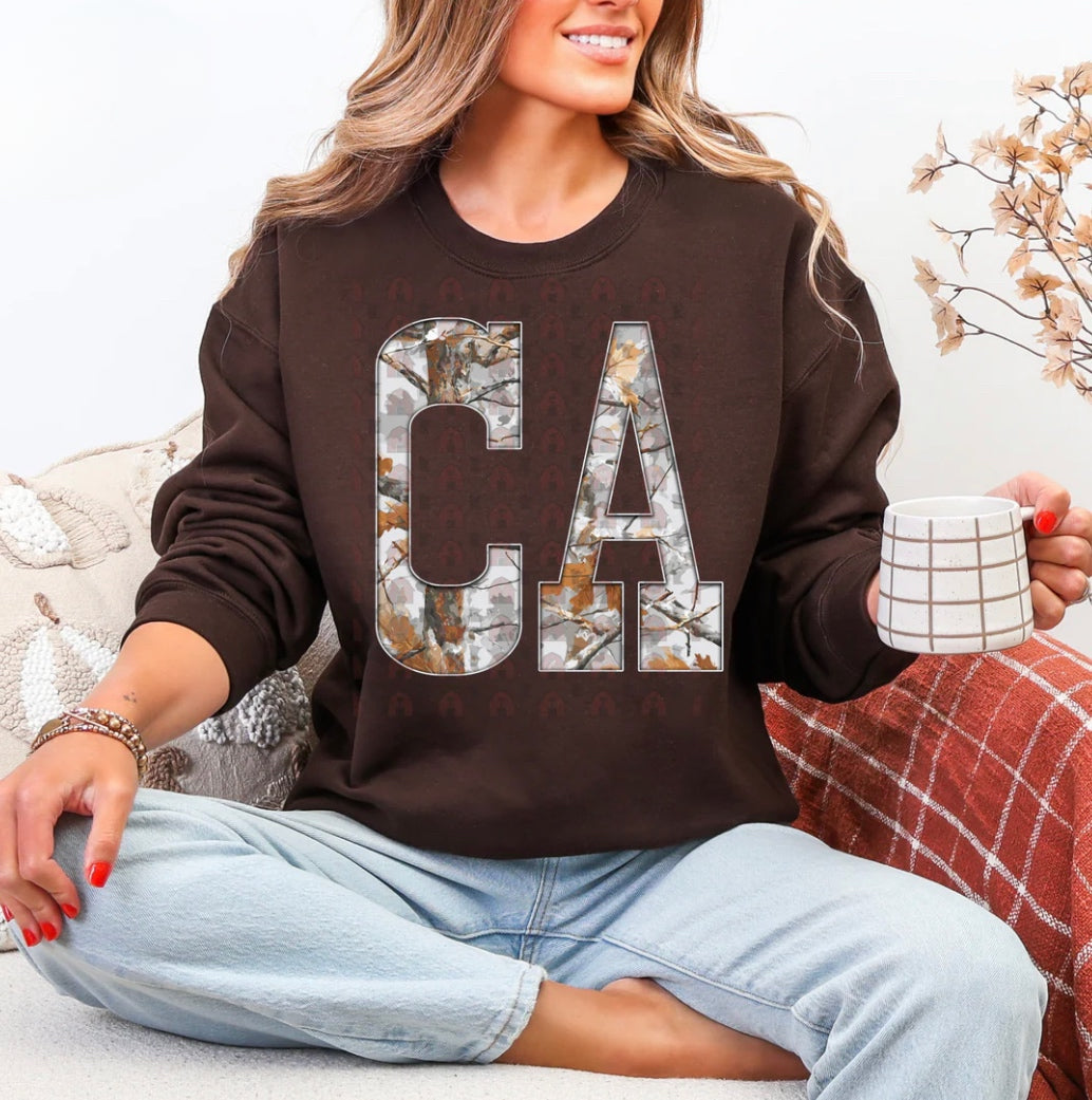 CA Gray Camo States Graphic Shirt