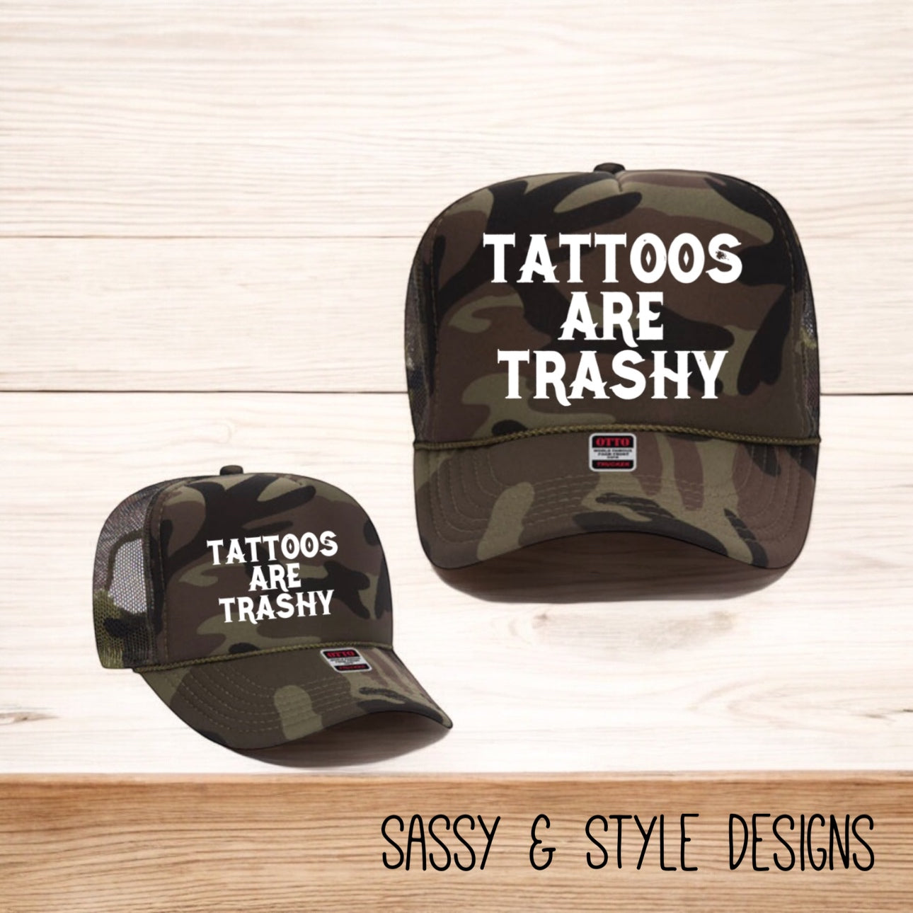 Green Tattoos are Trashy Camo Trucker Cap
