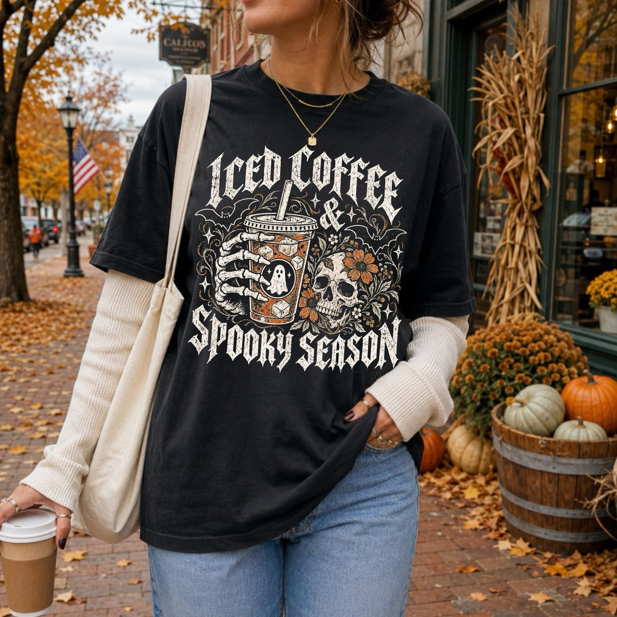 Iced Coffee & Spooky Season Graphic Shirt