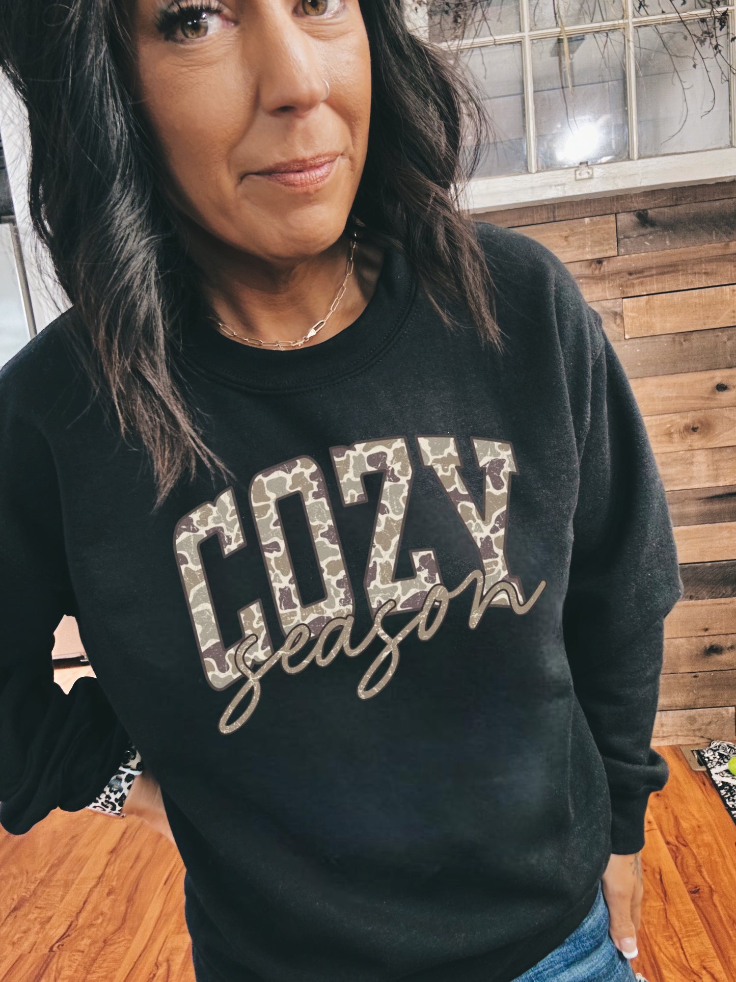 Cozy Season Camo Graphic Shirt