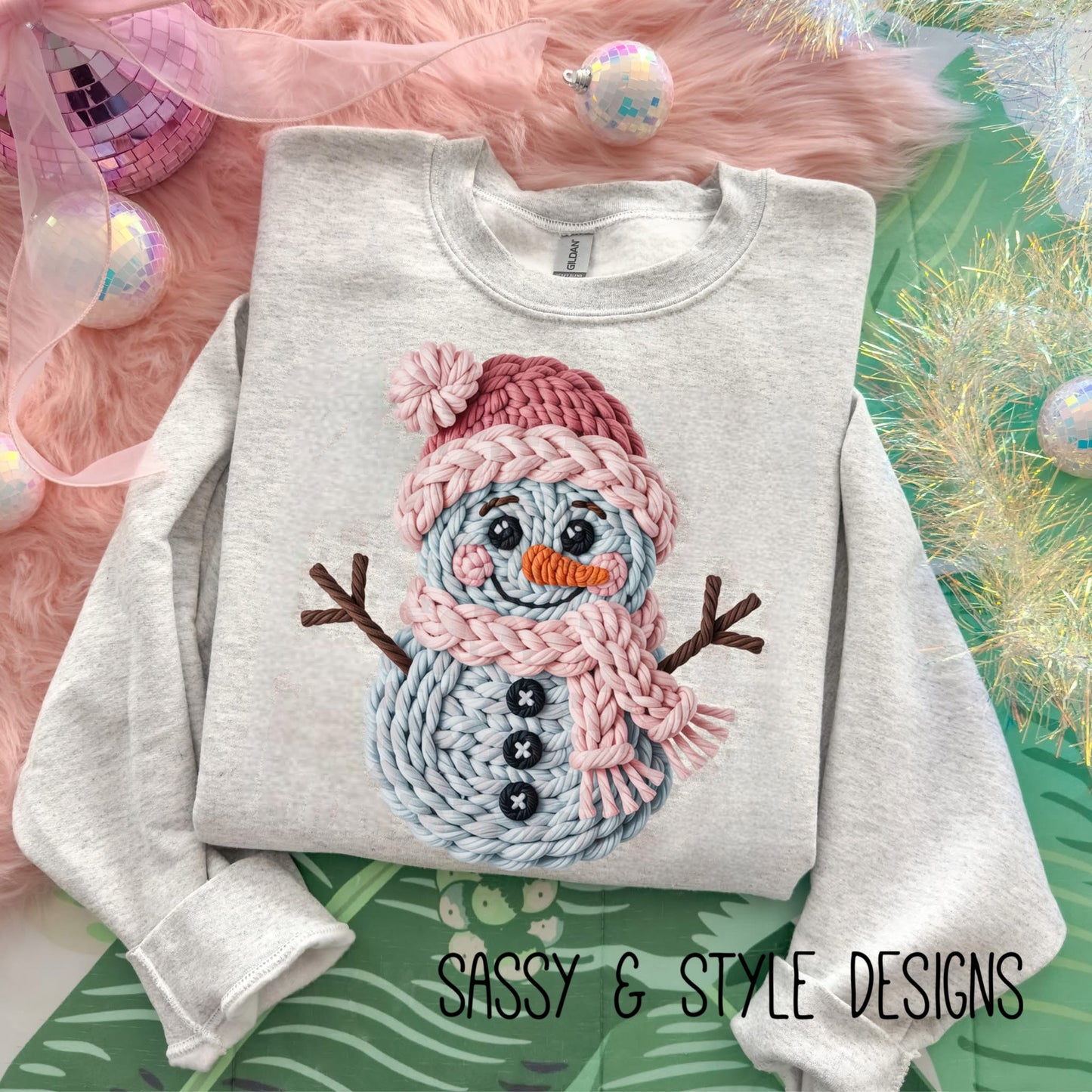 Faux Yarn Snowman Graphic Shirt