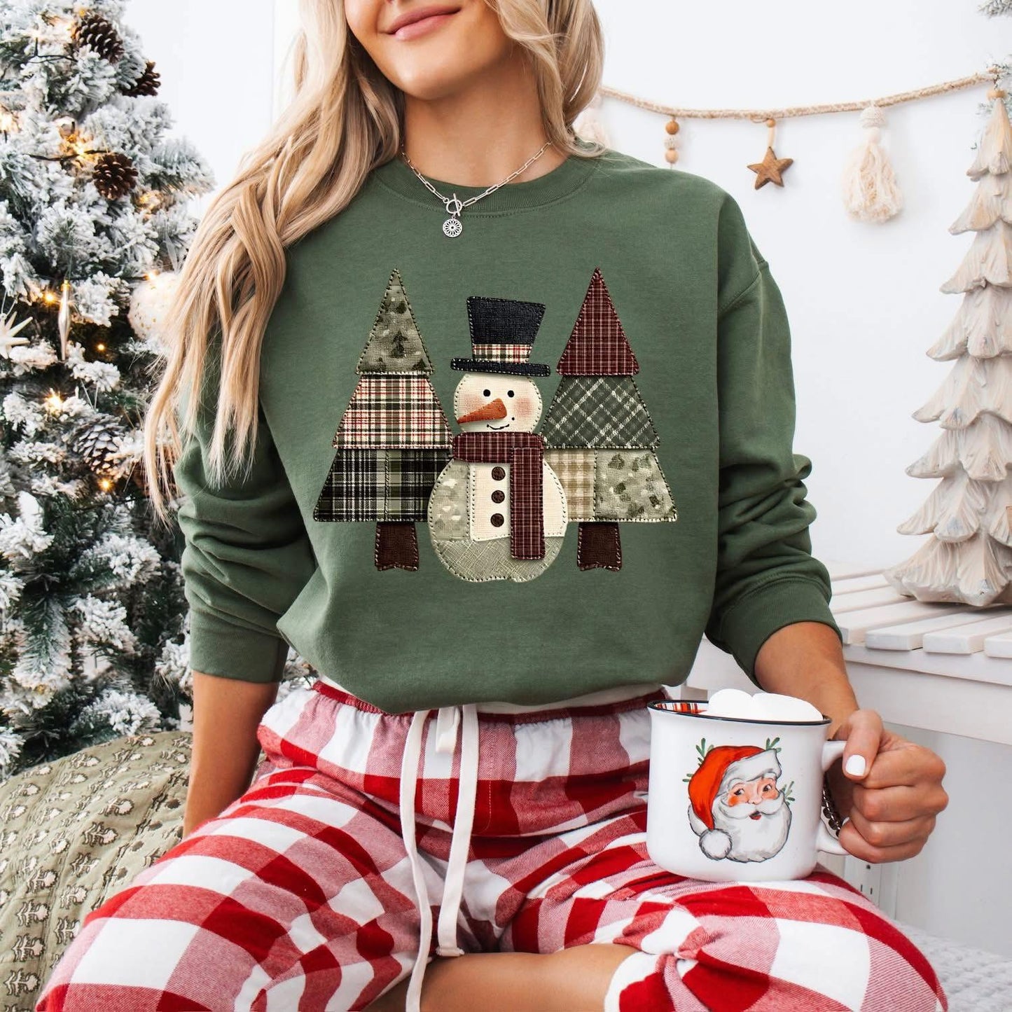 Patchwork Snowman Graphic Shirt