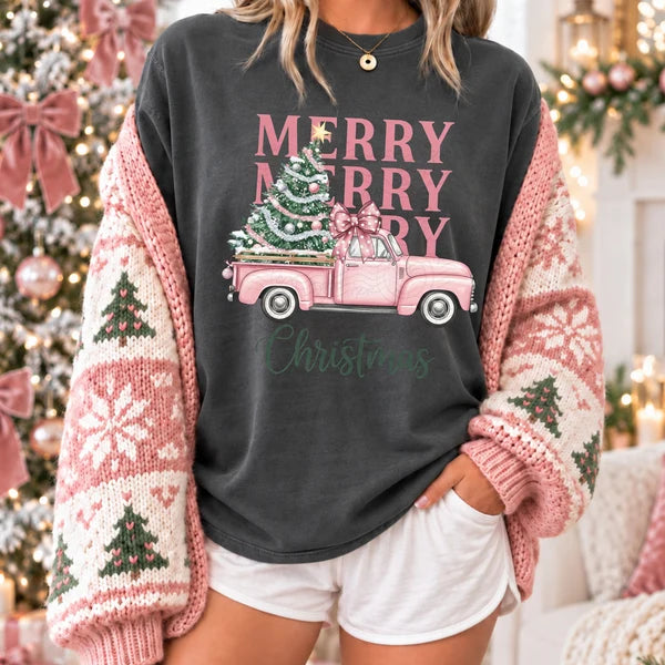 Merry Merry Pink Truck Graphic Shirt