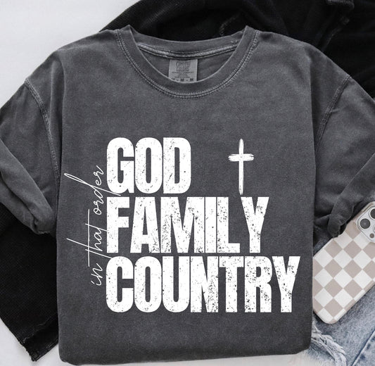 God Family Country Graphic Shirt