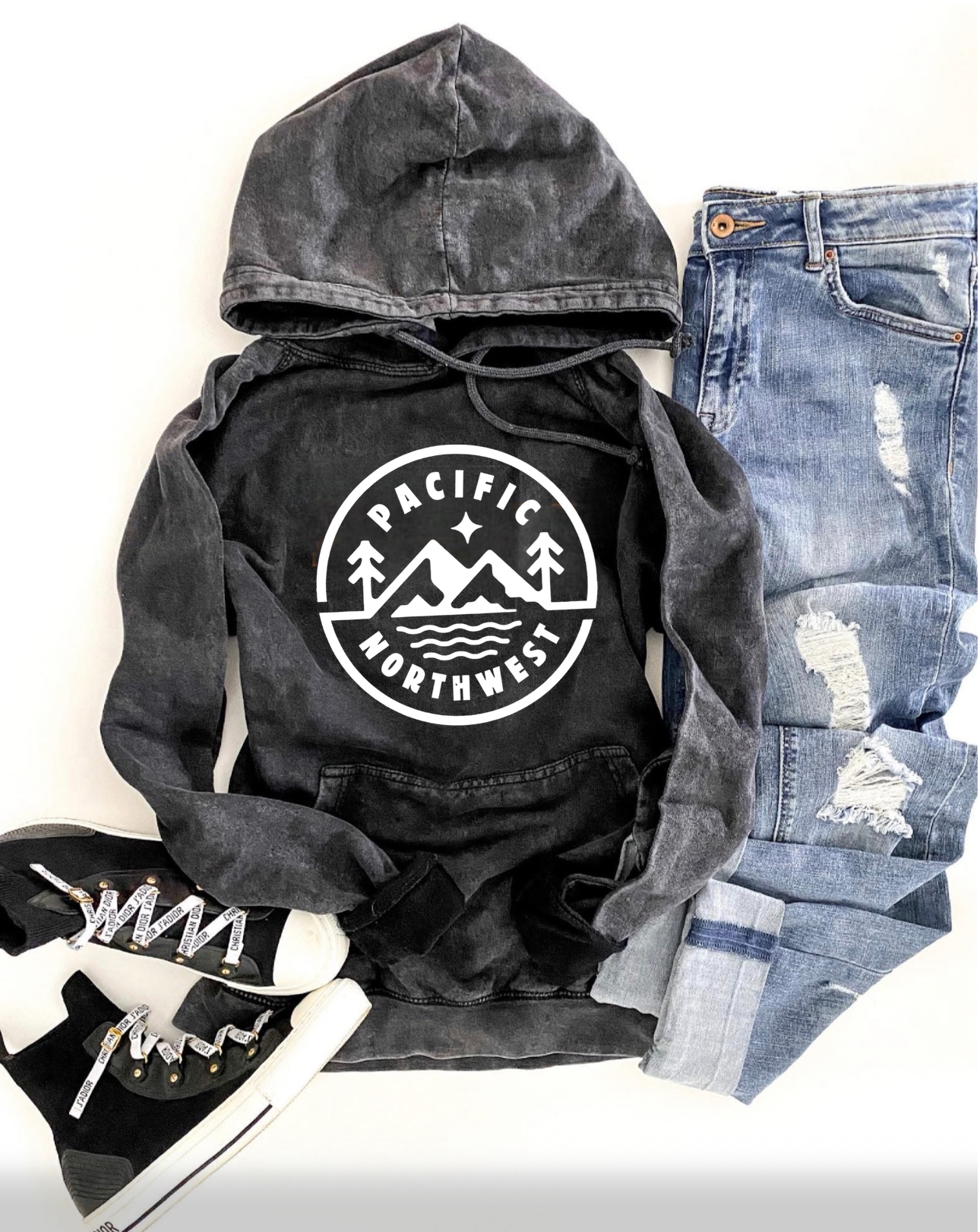 Vintage PNW Raglan Hooded Sweatshirt