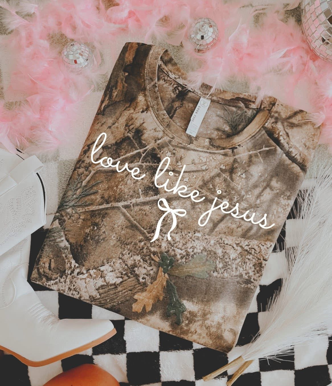 Premium Camo Love Like Jesus Graphic Shirt