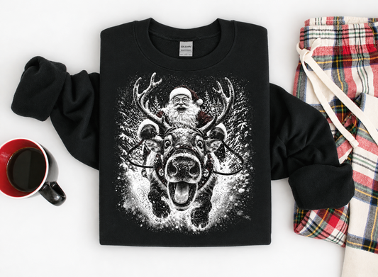 Santa Riding Reindeer Graphic Shirt