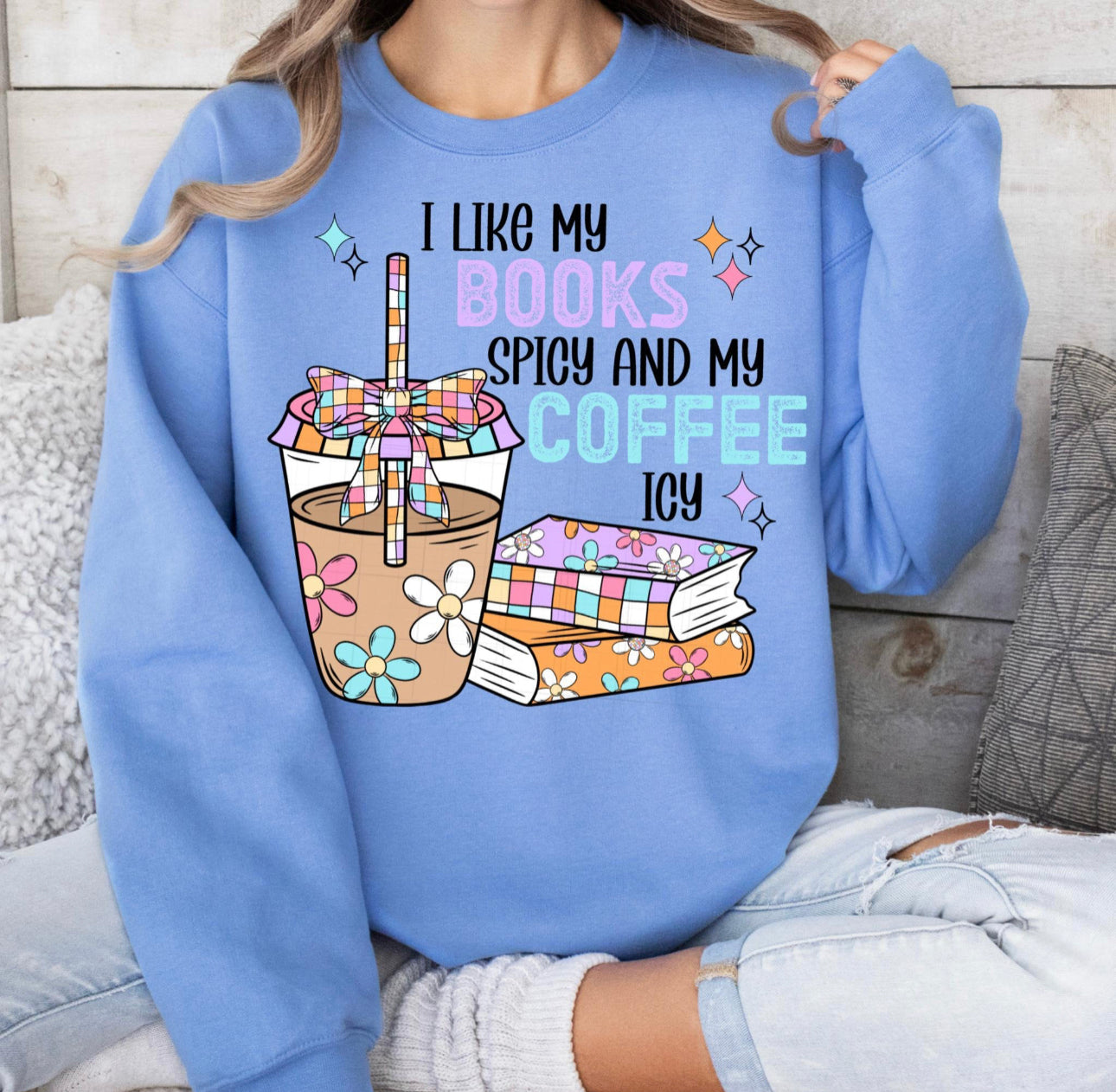 Books & Coffee Spicy Graphic Sweatshirt