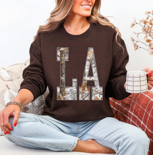 LA  Gray Camo States Graphic Shirt