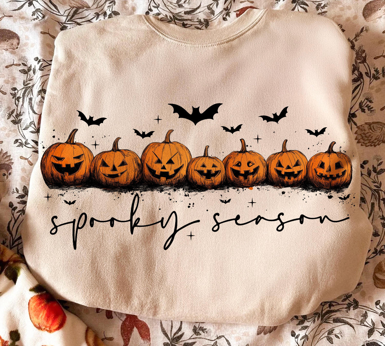 Pumpkin & Bats Graphic Shirt