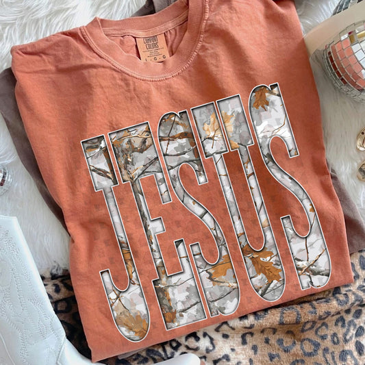 Camo Jesus Graphic Shirt