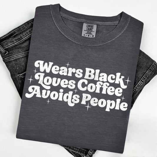 Wears Black Graphic Shirt