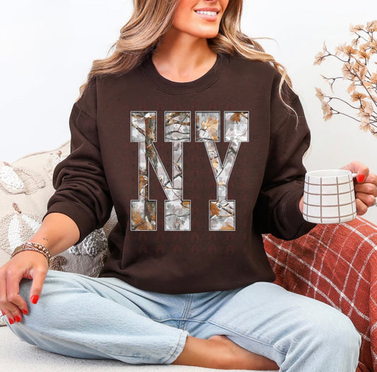 NY  Gray Camo States Graphic Shirt