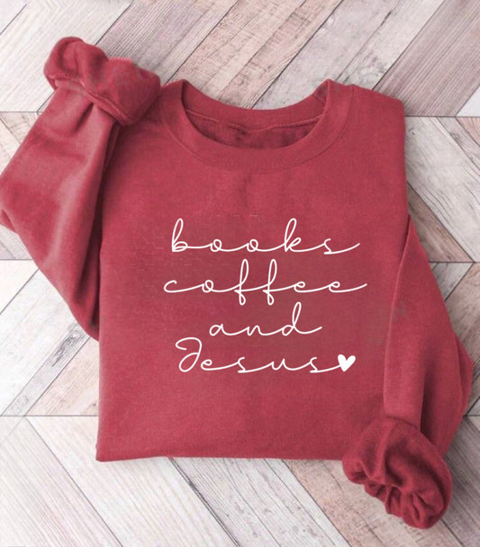 Books Coffee & Jesus Graphic Sweatshirt