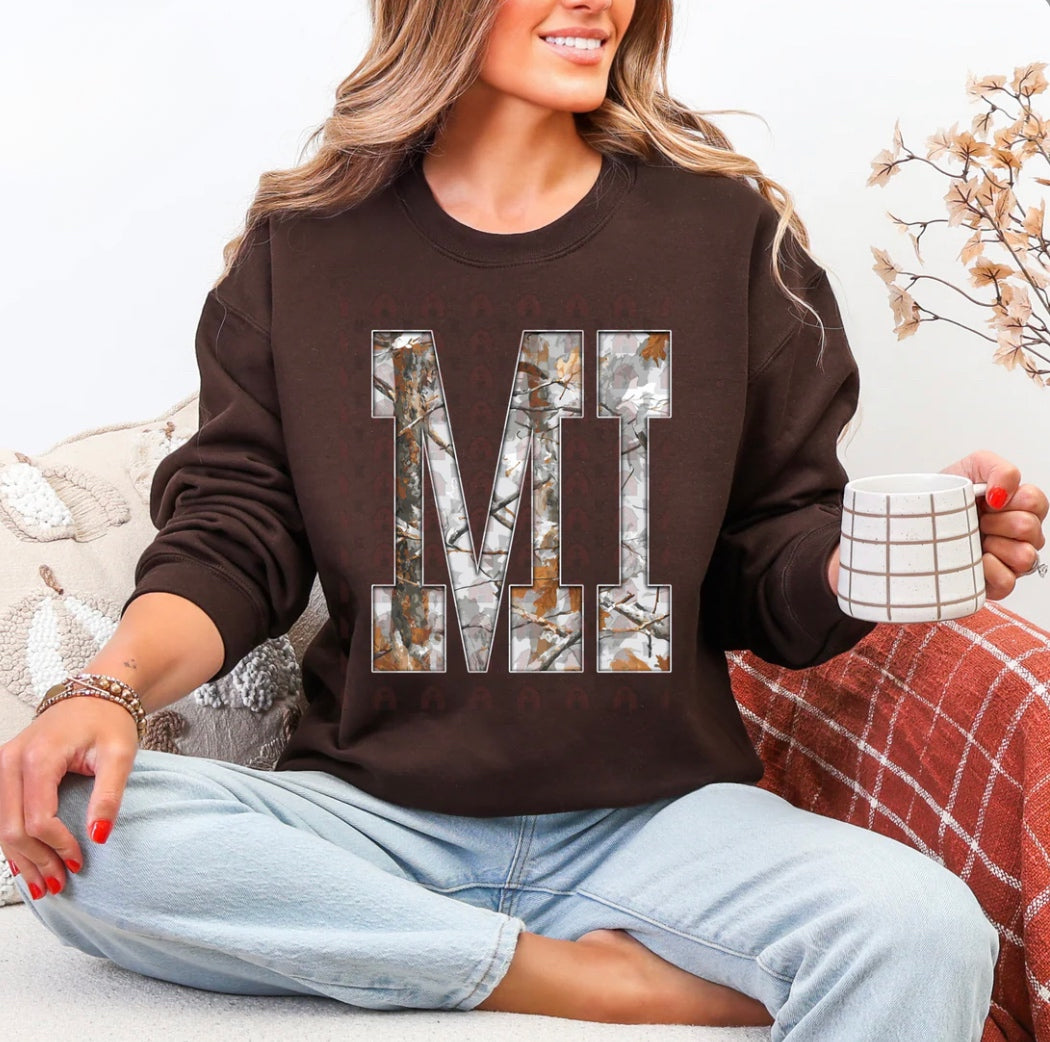 MI Gray Camo States Graphic Shirt