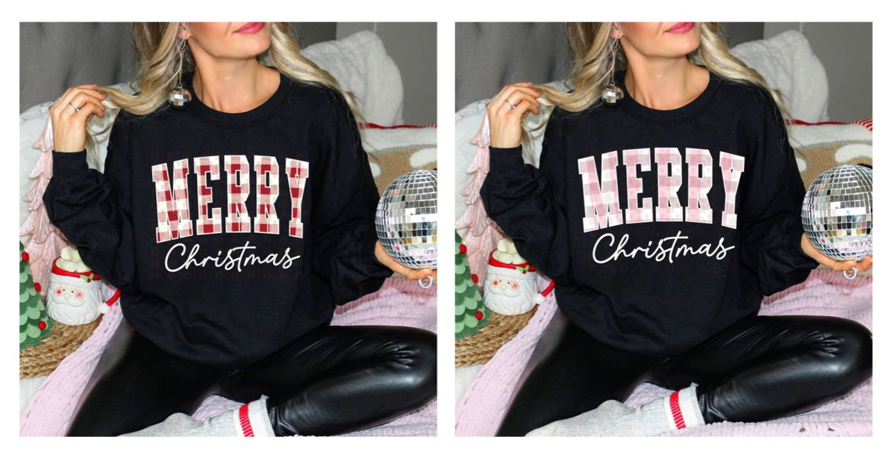 Plaid Merry Christmas Graphic Shirt