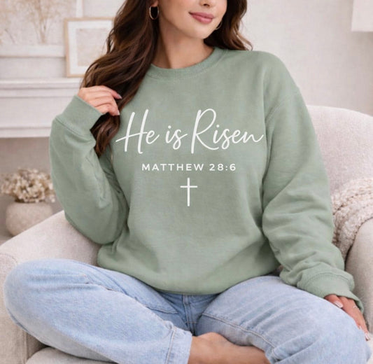 He Is Risen on Green Graphic Shirt