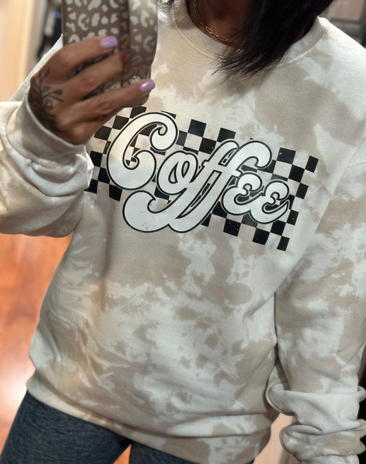 Checkered Coffee Bleach Sweatshirt