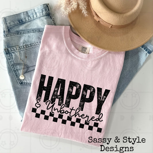 Happy & Unbothered Comfort Colors Graphic Tee