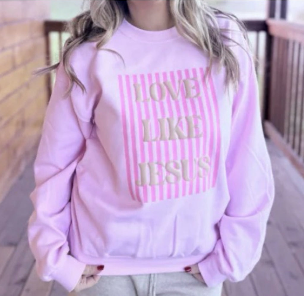 Love Like Jesus Pastel Puff Graphic Shirt in Light Pink