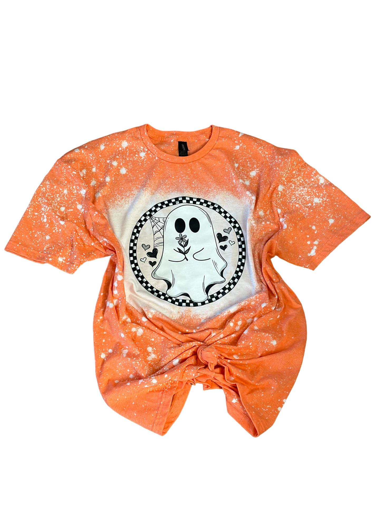 Checkered Ghost Graphic Bleachout Shirt