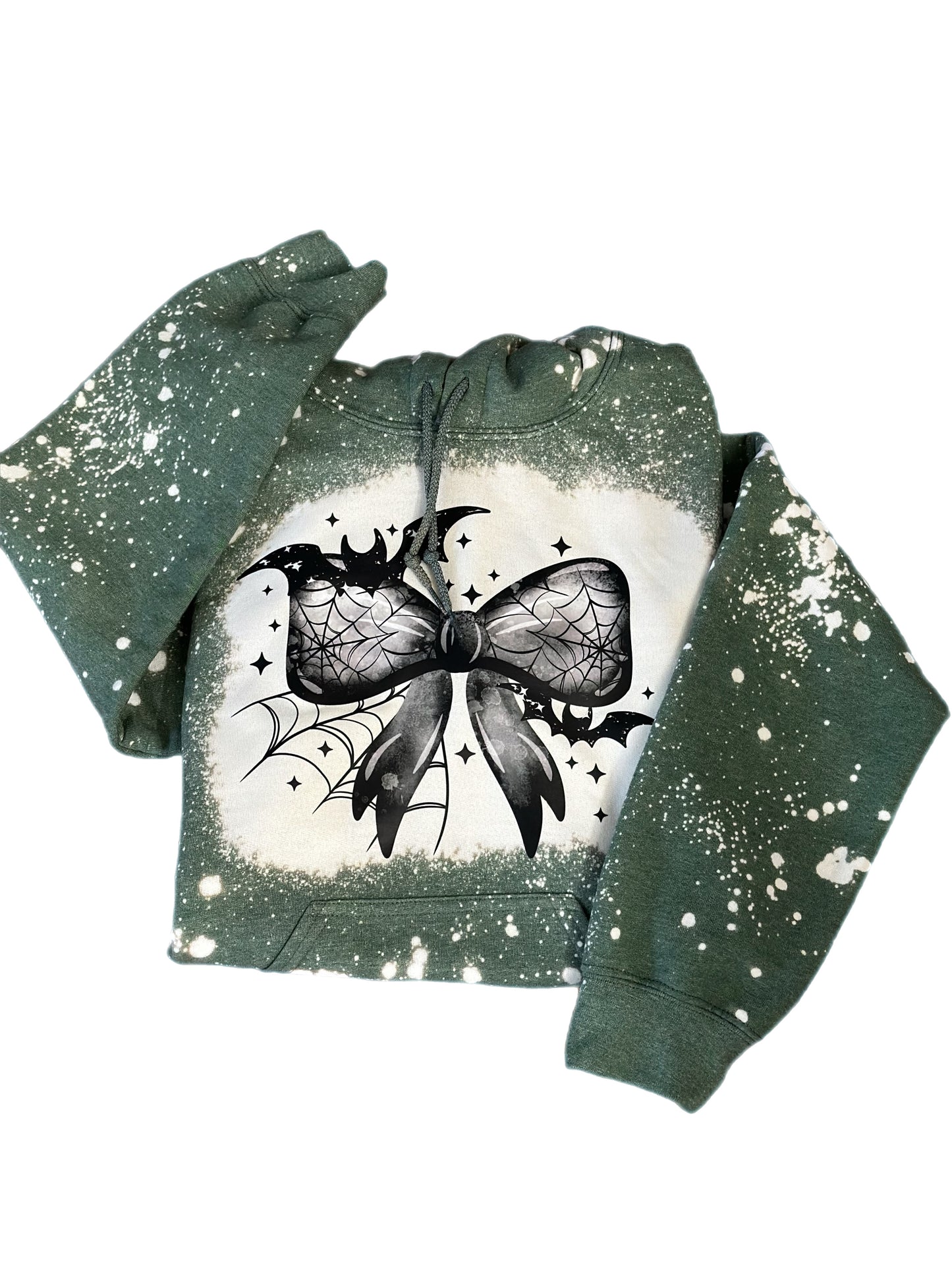 Spooky Bats & Bow Graphic Bleachout SweatShirt