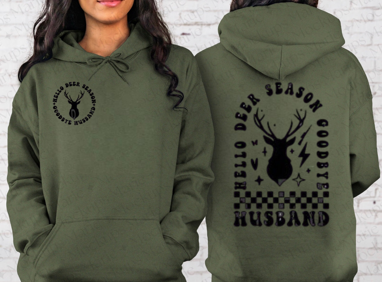 Hello Hunting Season Checkered Graphic Hoodie