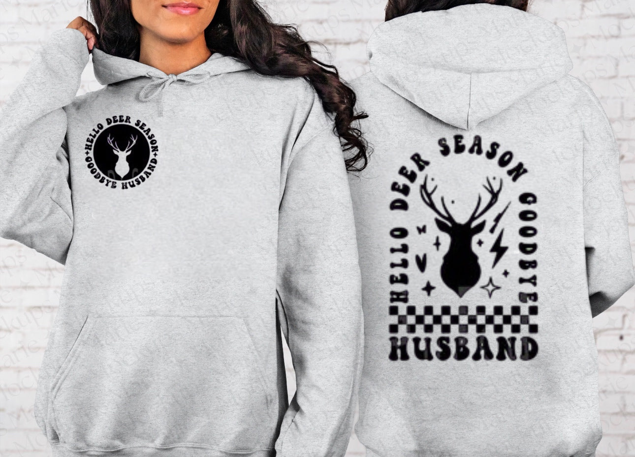 Hello Hunting Season Checkered Graphic Hoodie