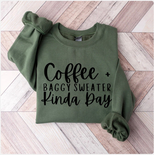 Coffee + Baggy Sweater Graphic Shirt