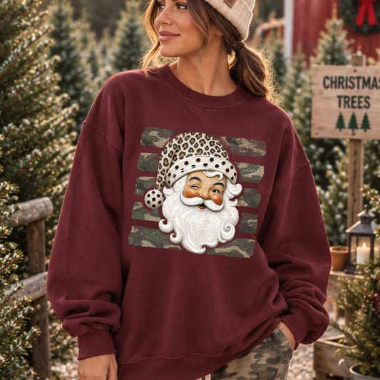 Camo Santa Stripes Graphic Shirt