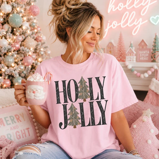 Holly Jolly Camo Trees Graphic Shirt