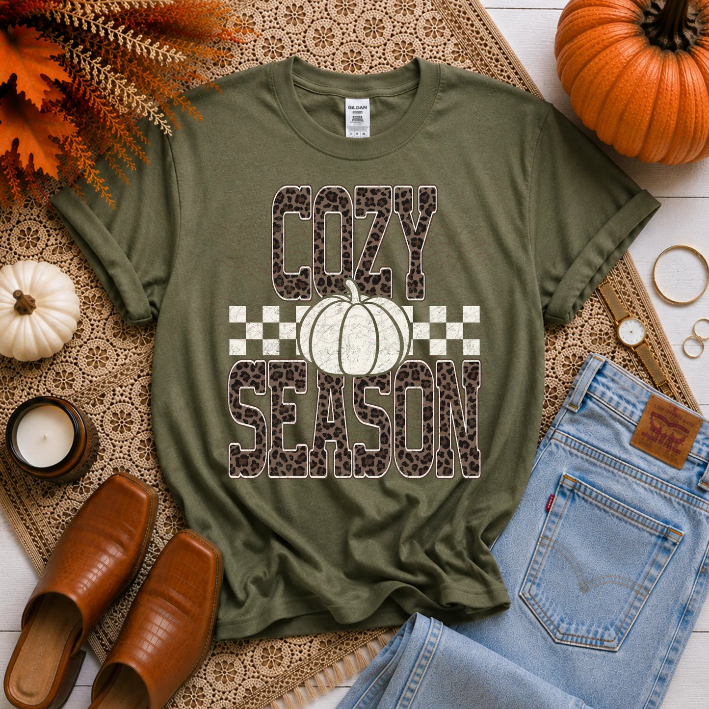 Leopard Check Cozy Season Graphic Shirt